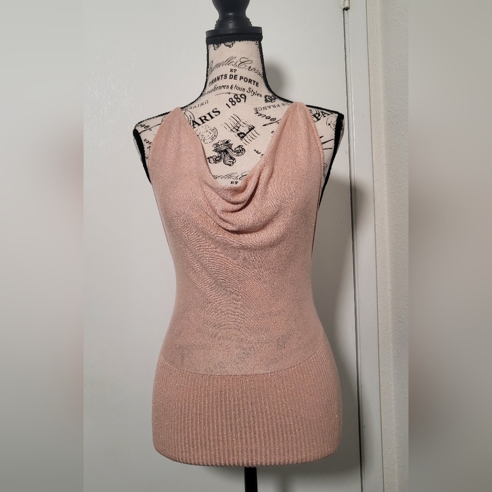 Q.U.E, Size Small, pinkish with gold metallic.